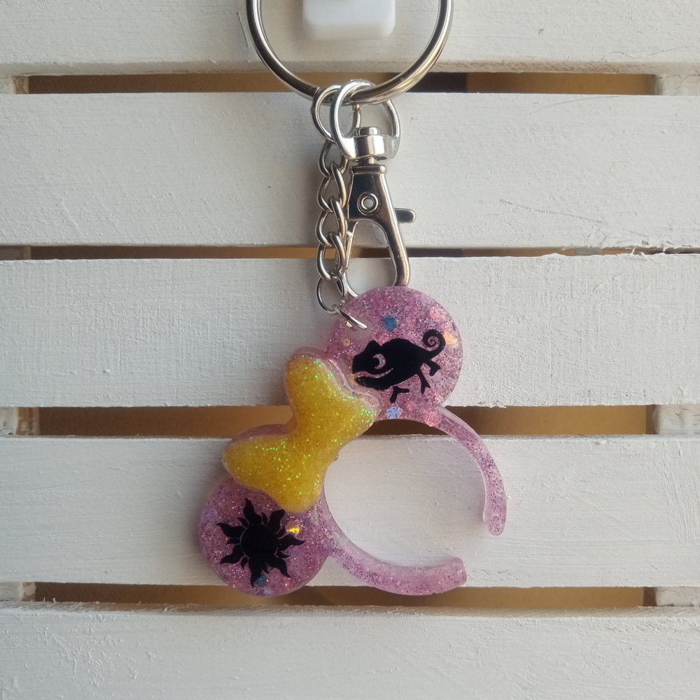 Glittery Pink and Yellow Keychain